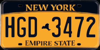 NY license plate HGD3472