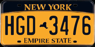 NY license plate HGD3476