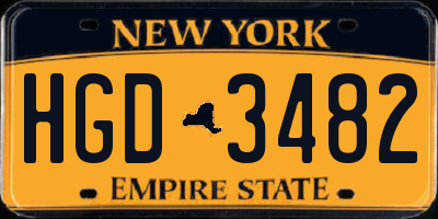 NY license plate HGD3482