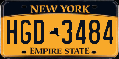 NY license plate HGD3484