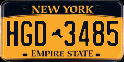 NY license plate HGD3485