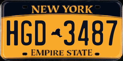 NY license plate HGD3487