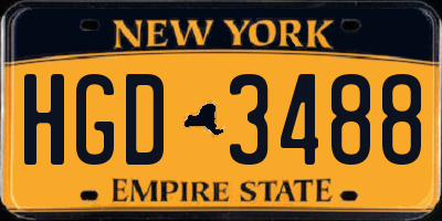 NY license plate HGD3488