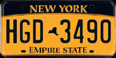 NY license plate HGD3490