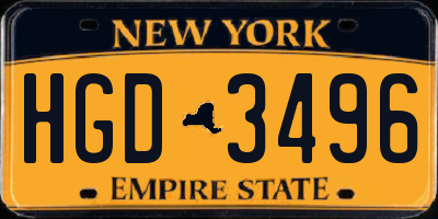 NY license plate HGD3496
