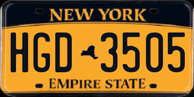 NY license plate HGD3505