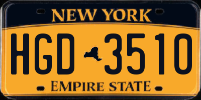 NY license plate HGD3510