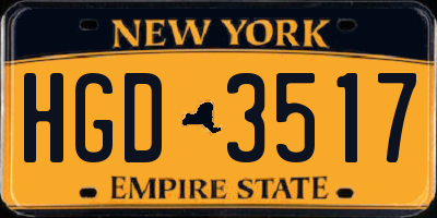 NY license plate HGD3517