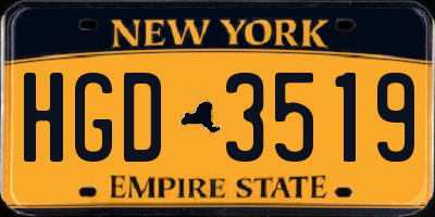 NY license plate HGD3519