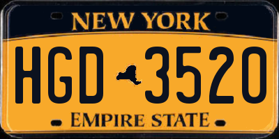NY license plate HGD3520