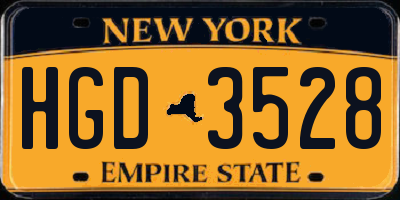 NY license plate HGD3528