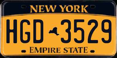 NY license plate HGD3529