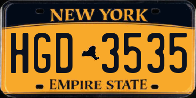 NY license plate HGD3535