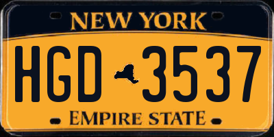 NY license plate HGD3537