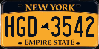 NY license plate HGD3542