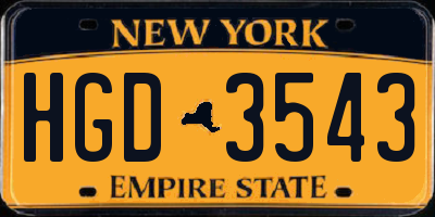 NY license plate HGD3543