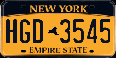 NY license plate HGD3545