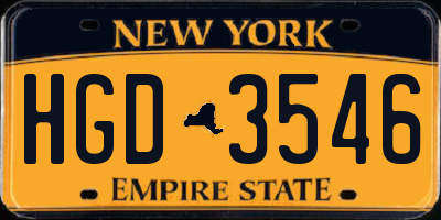 NY license plate HGD3546