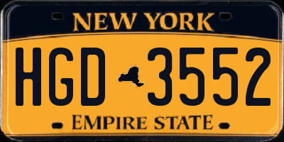 NY license plate HGD3552