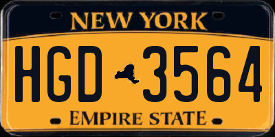 NY license plate HGD3564