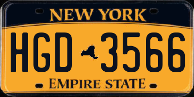 NY license plate HGD3566