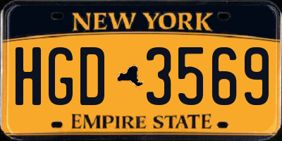 NY license plate HGD3569
