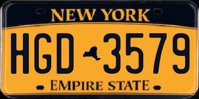 NY license plate HGD3579