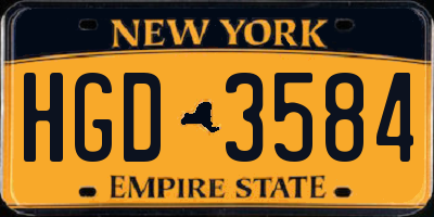 NY license plate HGD3584