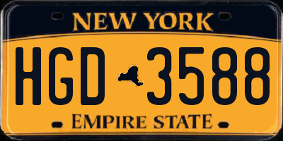 NY license plate HGD3588