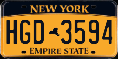 NY license plate HGD3594