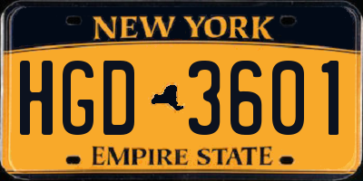 NY license plate HGD3601