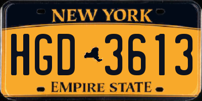 NY license plate HGD3613