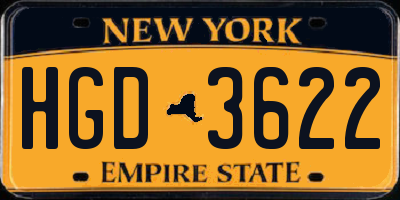 NY license plate HGD3622