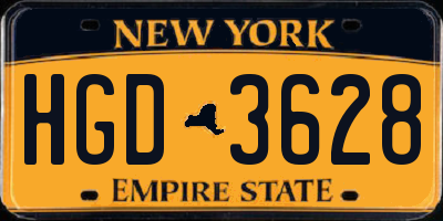 NY license plate HGD3628