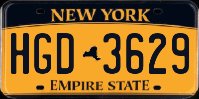 NY license plate HGD3629