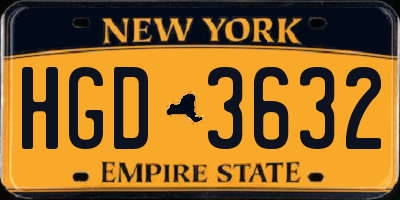 NY license plate HGD3632