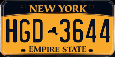 NY license plate HGD3644