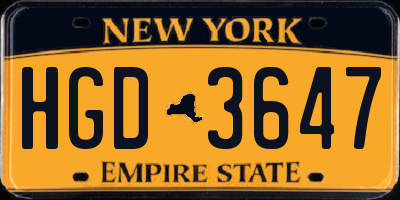 NY license plate HGD3647