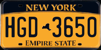 NY license plate HGD3650