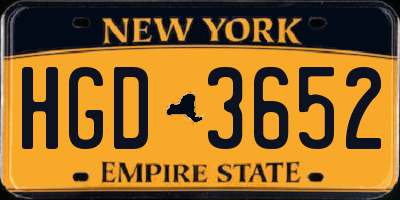 NY license plate HGD3652