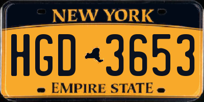 NY license plate HGD3653