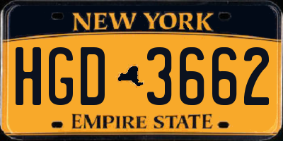 NY license plate HGD3662