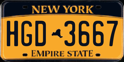 NY license plate HGD3667