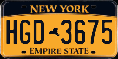 NY license plate HGD3675