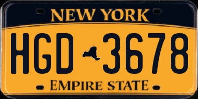 NY license plate HGD3678