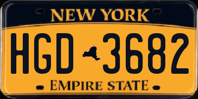 NY license plate HGD3682