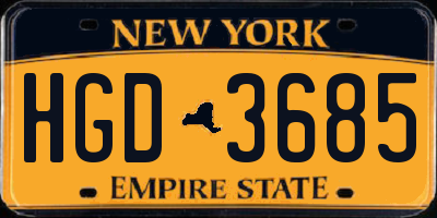 NY license plate HGD3685