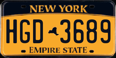 NY license plate HGD3689