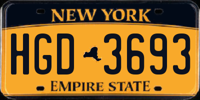 NY license plate HGD3693