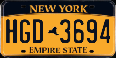 NY license plate HGD3694